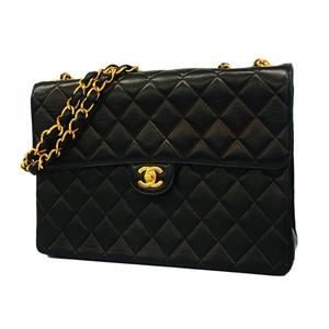 Chanel Big Matelasse W Chain Lambskin Shoulder Bag Black